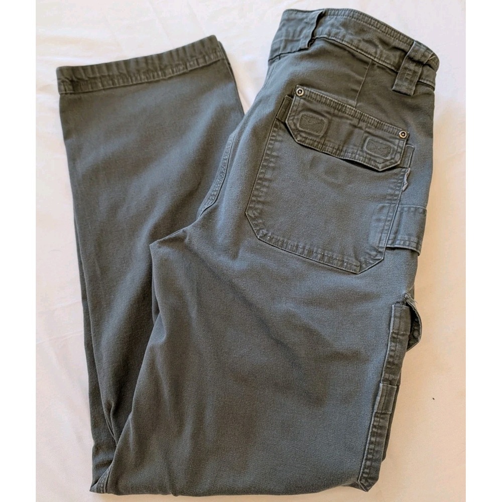 Duluth Trading Co Flex Fire Hose Cargo Work Pants Mens 36x34 Olive Relaxed Fit